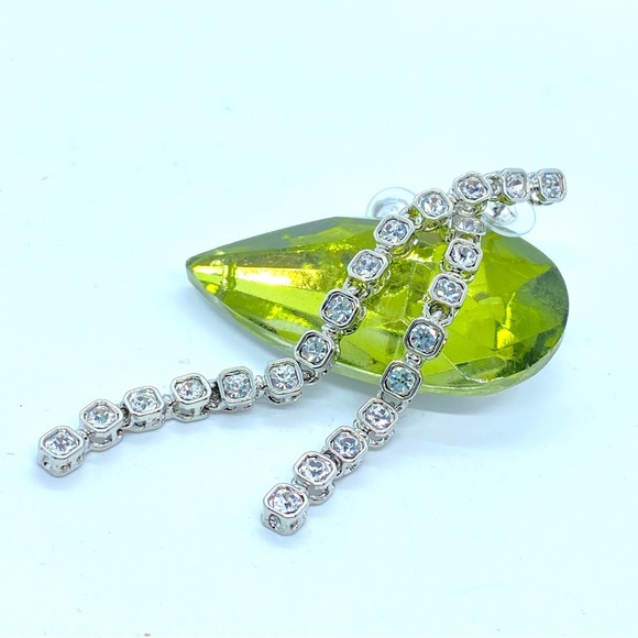 Rhinestone Earrings Long Sparkling Pierced Post Earrings - Picture 6 of 7